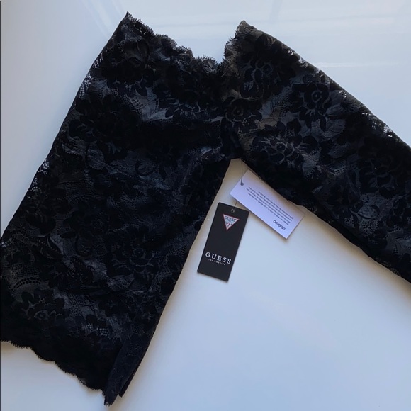 NWT Guess Black Kristy Off-The-Shoulder Lace Top - Picture 7 of 9